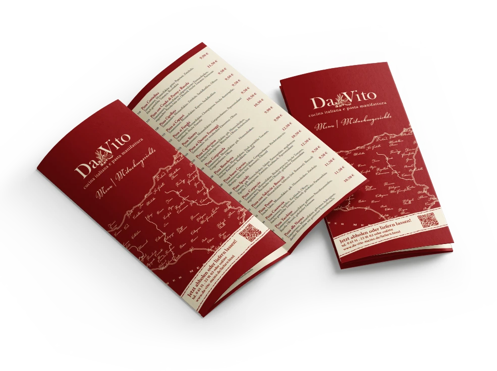 Abhol- und Lieferservice Italienische Spezialitäten 2 Da Vito Mainz italienisches Restaurant Speisekarte zum mitnehmen